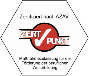 Siegel Zeitpunkt: Zertifiziert nach AZAV – Maßnahmenzertifizierung